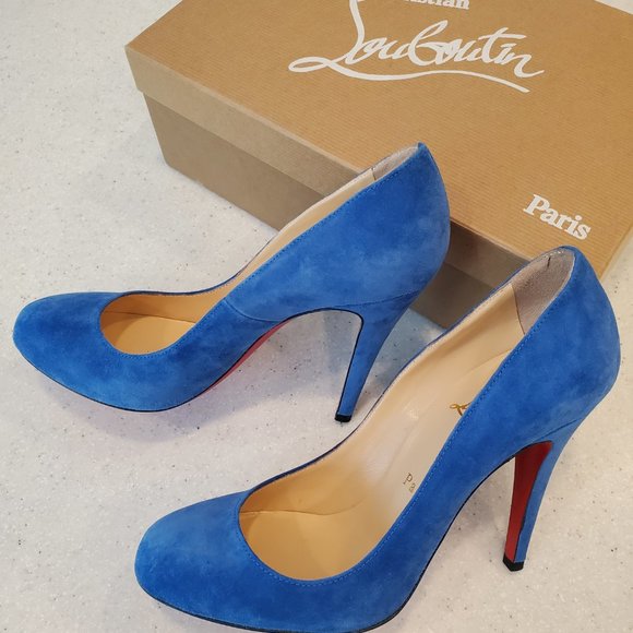 RON RON 100 VEAU VELOURS BLEU SAPHIR CHRISTIAN LOUBOUTIN - Picture 8 of 8